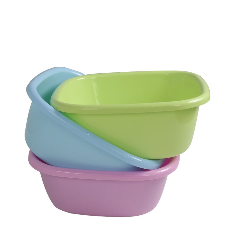 Cand Plastic Square Wash Basin, 12 Quart Dish Tubs, 3-Pack - Image 1